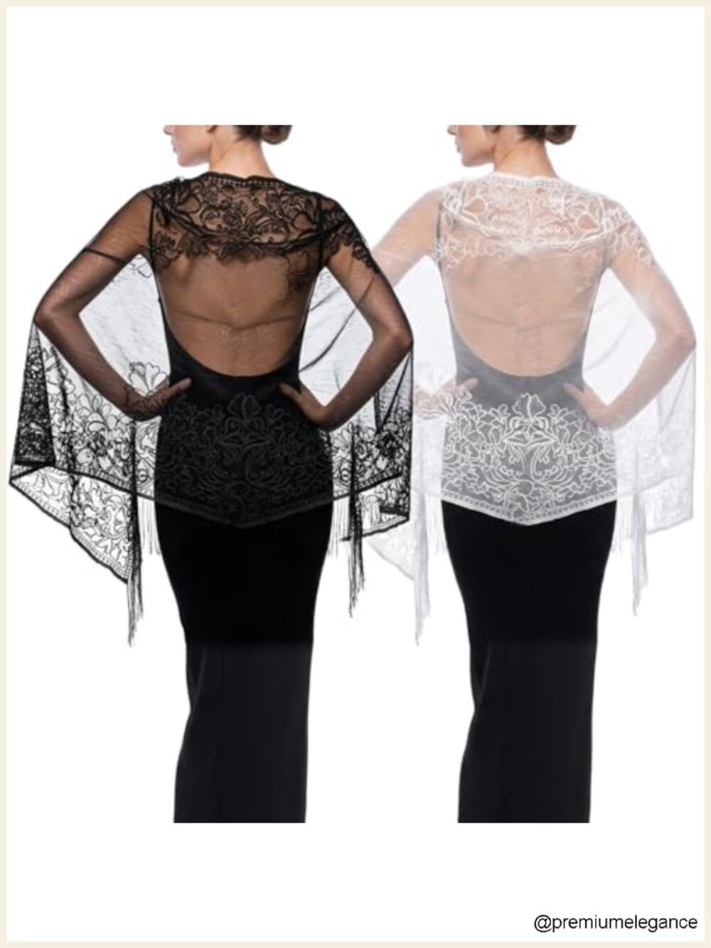Lace Shawl 2 Pack Sheer Evening Scarf with Fringe for Women